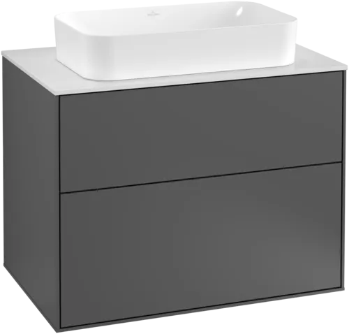 VILLEROY BOCH Toaletní skříňka Finion, 2 výsuvy, 800 x 603 x 501 mm, antracit matný lak / sklo bílé matné #F22100GK