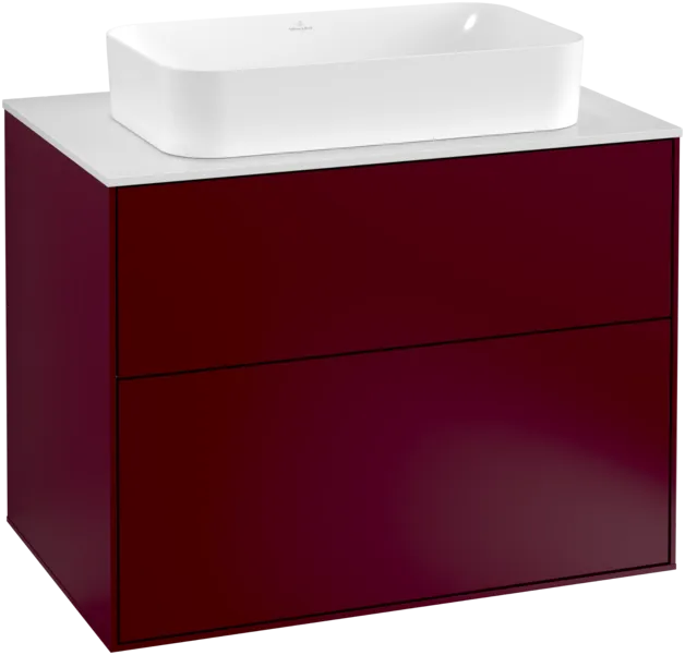 VILLEROY BOCH Toaletní skříňka Finion, 2 výsuvy, 800 x 603 x 501 mm, Peony Matt Lacquer / Glass White Matt #F22100HB