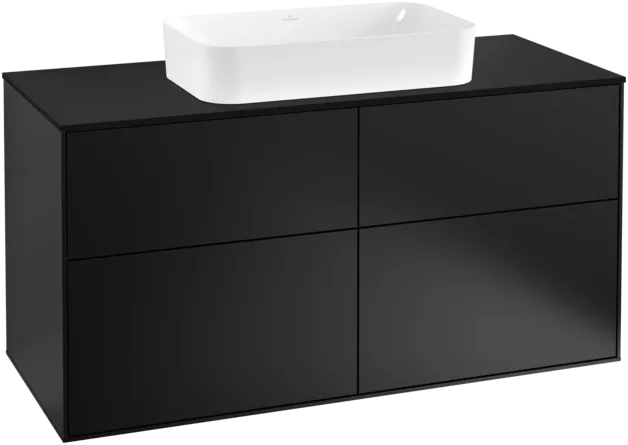 VILLEROY BOCH Toaletní skříňka Finion, 4 výsuvy, 1200 x 603 x 501 mm, černý matný lak / černé matné sklo #F26200PD