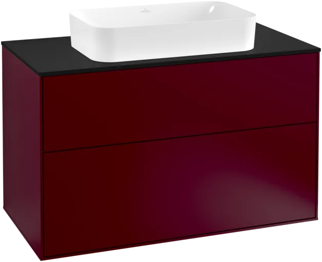 VILLEROY BOCH Toaletní skříňka Finion, 2 výsuvy, 1000 x 603 x 501 mm, Peony Matt Lacquer / Glass Black Matt #F23200HB