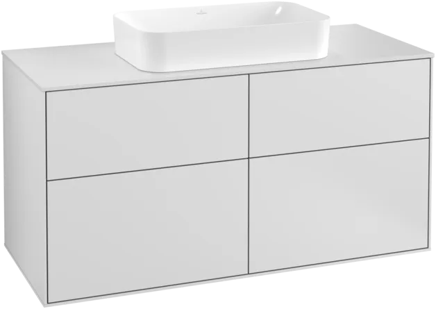 VILLEROY BOCH Toaletní skříňka Finion, 4 výsuvy, 1200 x 603 x 501 mm, bílý matný lak / sklo bílé matné #F26100MT