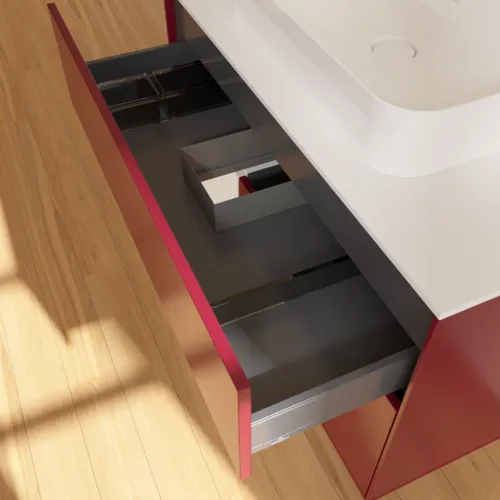 VILLEROY BOCH Toaletní skříňka Finion, s osvětlením, 2 výsuvy, 1000 x 603 x 501 mm, Pivoňka matný lak / lesklý bílý lak / sklo bílé matné #F361GFHB, obrázek 8