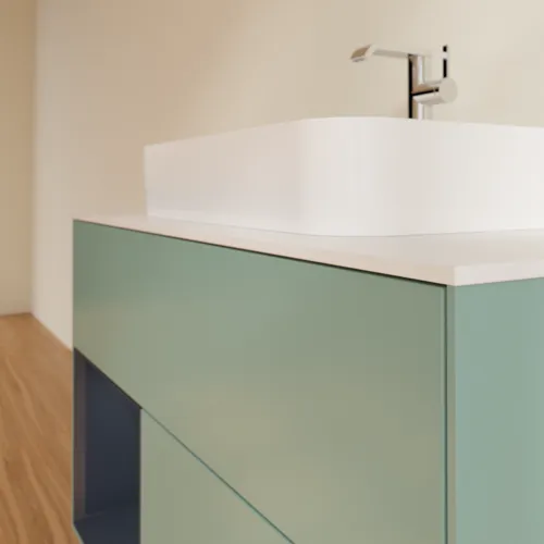 VILLEROY BOCH Toaletní skříňka Finion, s osvětlením, 2 výsuvy, 1000 x 603 x 501 mm, olivový matný lak / půlnoční modrý matný lak / bílé matné sklo #F361HGGM, obrázek 6