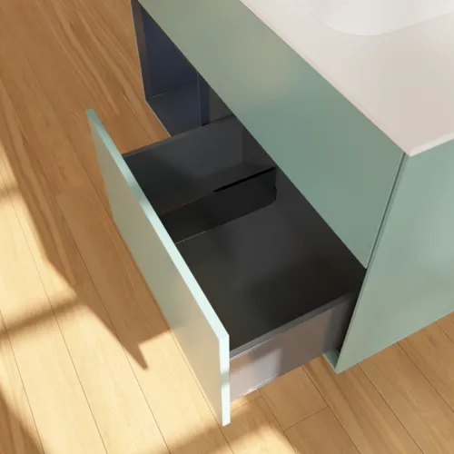 VILLEROY BOCH Toaletní skříňka Finion, s osvětlením, 2 výsuvy, 1000 x 603 x 501 mm, olivový matný lak / půlnoční modrý matný lak / bílé matné sklo #F361HGGM, obrázek 7