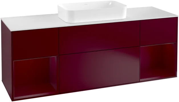 VILLEROY BOCH Toaletní skříňka Finion, s osvětlením, 4 výsuvy, 1600 x 603 x 501 mm, Peony Matt Lacquer / Peony Matt Lacquer / Glass White Matt #F331HBHB