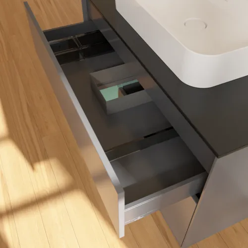 VILLEROY BOCH Toaletní skříňka Finion, s osvětlením, 2 výsuvy, 1000 x 603 x 501 mm, antracitový matný lak / olivový matný lak / černé matné sklo #F362GMGK, obrázek 8