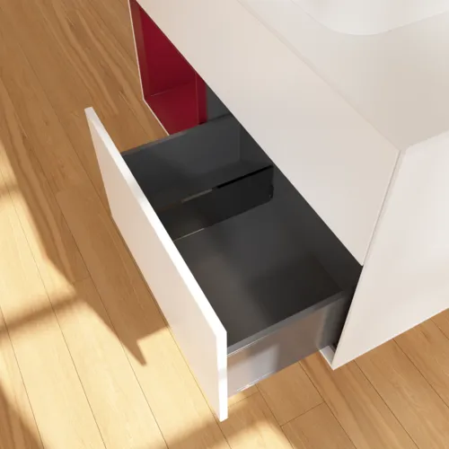 VILLEROY BOCH Toaletní skříňka Finion, s osvětlením, 2 výsuvy, 1000 x 603 x 501 mm, bílý matný lak / pivoňkový matný lak / bílé matné sklo #F361HBMT, obrázek 7