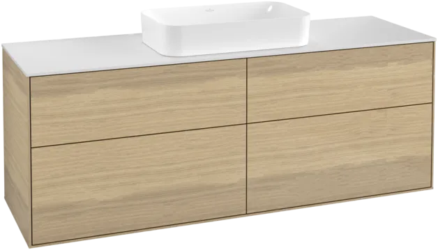 VILLEROY BOCH Toaletní skříňka Finion, 4 výsuvy, 1600 x 603 x 501 mm, dubová dýha / sklo bílé matné #F32100PC