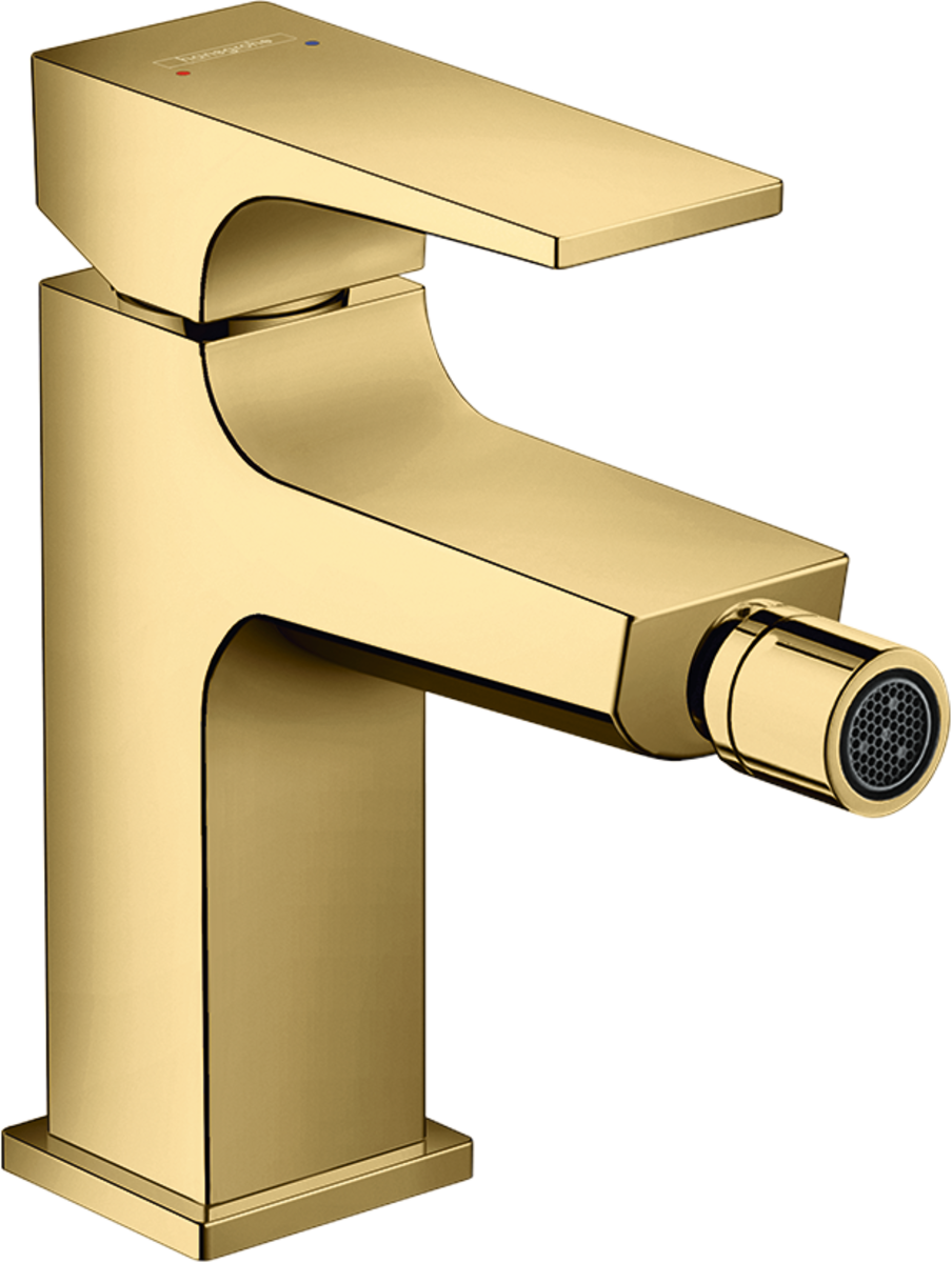 HANSGROHE Metropol Páková bidetová baterie s páčkovou rukojetí a odtokovou soupravou Push-Open #32520990 - leštěný vzhled zlata