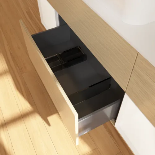 VILLEROY BOCH Toaletní skříňka Finion, s osvětlením, 4 výsuvy, 1600 x 603 x 501 mm, dubová dýha / bílý matný lak / bílé matné sklo #F331MTPC, obrázek 7