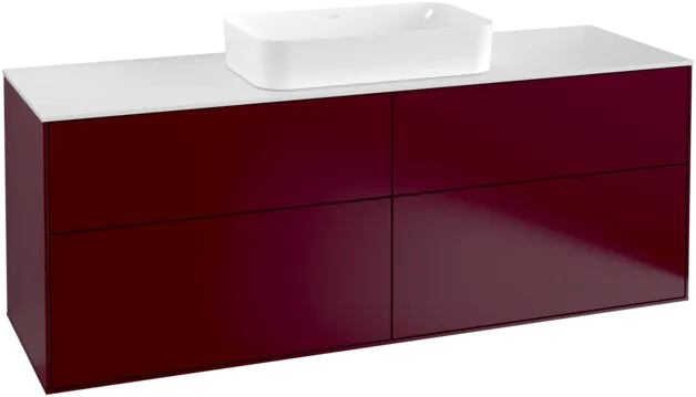 VILLEROY BOCH Toaletní skříňka Finion, 4 výsuvy, 1600 x 603 x 501 mm, Peony Matt Lacquer / Glass White Matt #F32100HB