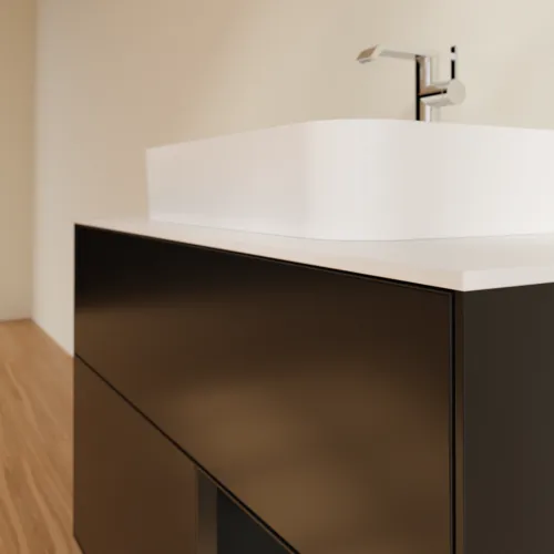 VILLEROY BOCH Toaletní skříňka Finion, s osvětlením, 2 výsuvy, 1000 x 603 x 501 mm, černý matný lak / černý matný lak / sklo bílé matné #F371PDPD, obrázek 6