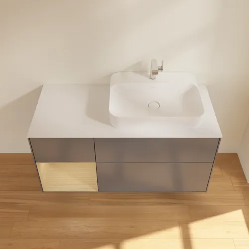 VILLEROY BOCH Toaletní skříňka Finion, s osvětlením, 3 výsuvy, 1200 x 603 x 501 mm, antracit matný lak / dubová dýha / sklo bílé matné #F391PCGK, obrázek 4