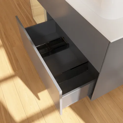 VILLEROY BOCH Toaletní skříňka Finion, s osvětlením, 3 výsuvy, 1200 x 603 x 501 mm, antracit matný lak / dubová dýha / sklo bílé matné #F391PCGK, obrázek 7