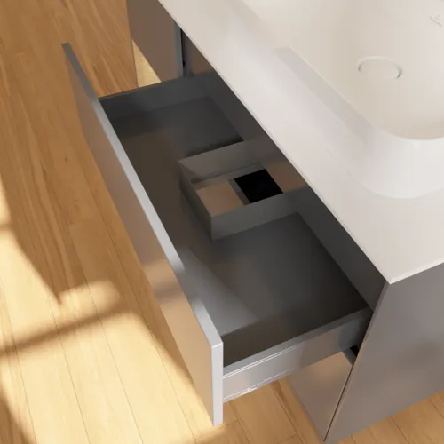 VILLEROY BOCH Toaletní skříňka Finion, s osvětlením, 3 výsuvy, 1200 x 603 x 501 mm, antracit matný lak / dubová dýha / sklo bílé matné #F391PCGK, obrázek 8