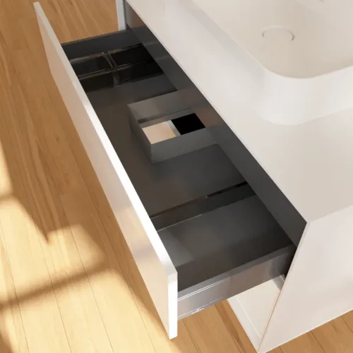 VILLEROY BOCH Toaletní skříňka Finion, s osvětlením, 2 výsuvy, 1000 x 603 x 501 mm, lesklý bílý lak / lesklý bílý lak / sklo bílé matné #F371GFGF, obrázek 8