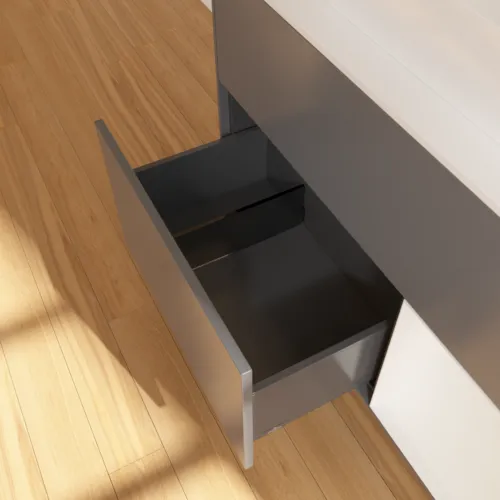 VILLEROY BOCH Toaletní skříňka Finion, s osvětlením, 2 výsuvy, 1000 x 603 x 501 mm, antracit matný lak / lesklý bílý lak / sklo bílé matné #F371GFGK, obrázek 7