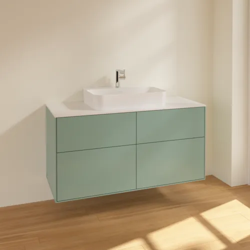 VILLEROY BOCH Toaletní skříňka Finion, 4 výsuvy, 1200 x 603 x 501 mm, olivově matný lak / sklo bílé matné #F38100GM, obrázek 2
