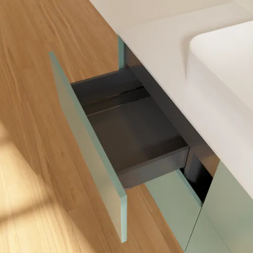 VILLEROY BOCH Toaletní skříňka Finion, 4 výsuvy, 1200 x 603 x 501 mm, olivově matný lak / sklo bílé matné #F38100GM, obrázek 7