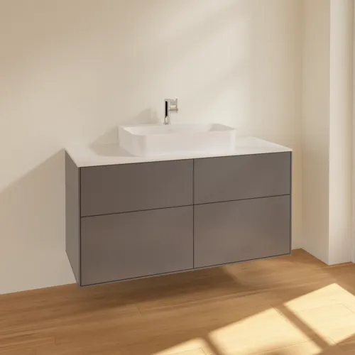 VILLEROY BOCH Toaletní skříňka Finion, 4 výsuvy, 1200 x 603 x 501 mm, antracit matný lak / sklo bílé matné #F38100GK, obrázek 3