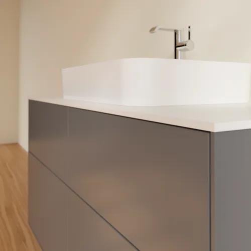 VILLEROY BOCH Toaletní skříňka Finion, 4 výsuvy, 1200 x 603 x 501 mm, antracit matný lak / sklo bílé matné #F38100GK, obrázek 6