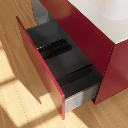 VILLEROY BOCH Toaletní skříňka Finion, s osvětlením, 3 výsuvy, 1200 x 603 x 501 mm, matný lak Pivoňka / matný lak Antracit / matné sklo Bílá #F391GKHB, obrázek 7