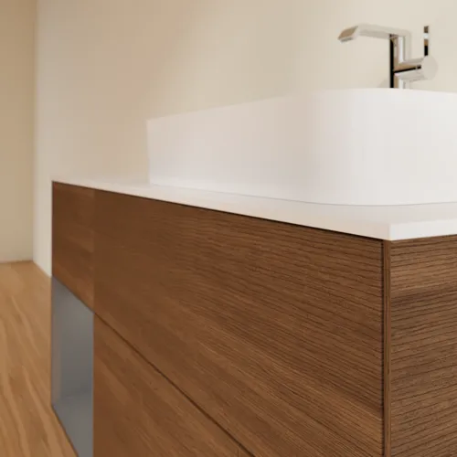 VILLEROY BOCH Toaletní skříňka Finion, s osvětlením, 3 výsuvy, 1200 x 603 x 501 mm, ořechová dýha / antracitový matný lak / bílé matné sklo #F391GKGN, obrázek 6