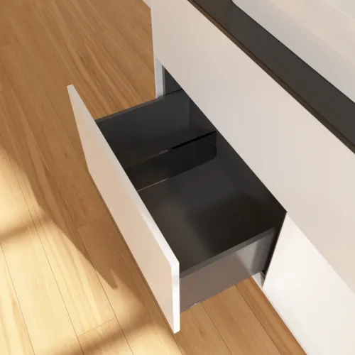 VILLEROY BOCH Toaletní skříňka Finion, s osvětlením, 2 výsuvy, 1000 x 603 x 501 mm, bílý matný lak / bílý matný lak / černé matné sklo #F372MTMT, obrázek 7