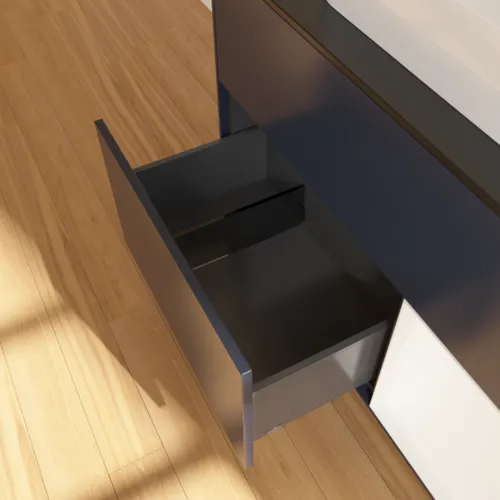 VILLEROY BOCH Toaletní skříňka Finion, s osvětlením, 2 výsuvy, 1000 x 603 x 501 mm, Midnight Blue Matt Lacquer / White Matt Lacquer / Glass Black Matt #F372MTHG, obrázek 7