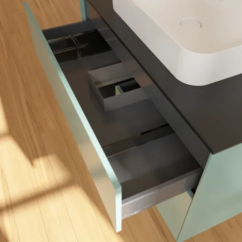 VILLEROY BOCH Toaletní skříňka Finion, s osvětlením, 2 výsuvy, 1000 x 603 x 501 mm, olivový matný lak / černý matný lak / černé matné sklo #F362PDGM, obrázek 8
