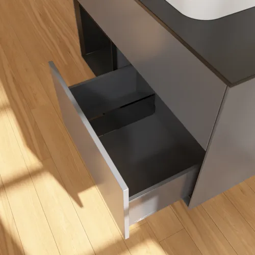 VILLEROY BOCH Toaletní skříňka Finion, s osvětlením, 2 výsuvy, 1000 x 603 x 501 mm, antracitový matný lak / černý matný lak / černé matné sklo #F362PDGK, obrázek 7