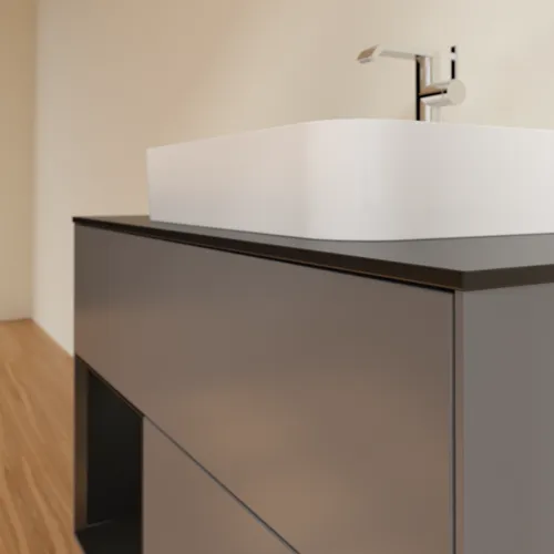 VILLEROY BOCH Toaletní skříňka Finion, s osvětlením, 2 výsuvy, 1000 x 603 x 501 mm, antracitový matný lak / černý matný lak / černé matné sklo #F362PDGK, obrázek 6