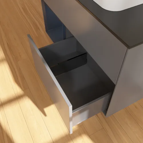 VILLEROY BOCH Toaletní skříňka Finion, s osvětlením, 2 výsuvy, 1000 x 603 x 501 mm, antracitový matný lak / půlnoční modrý matný lak / černé matné sklo #F362HGGK, obrázek 7
