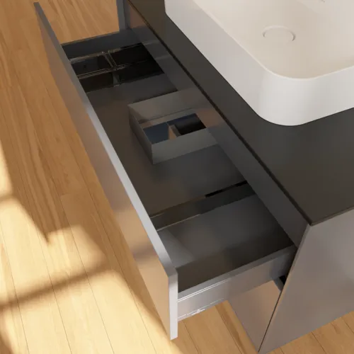 VILLEROY BOCH Toaletní skříňka Finion, s osvětlením, 2 výsuvy, 1000 x 603 x 501 mm, antracitový matný lak / půlnoční modrý matný lak / černé matné sklo #F362HGGK, obrázek 8