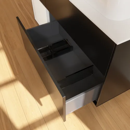 VILLEROY BOCH Toaletní skříňka Finion, s osvětlením, 3 výsuvy, 1200 x 603 x 501 mm, černý matný lak / bílý lesklý lak / bílé matné sklo #F391GFPD, obrázek 7