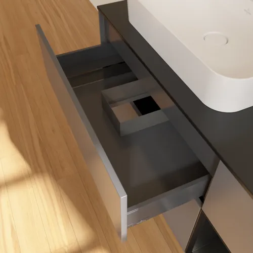 VILLEROY BOCH Toaletní skříňka Finion, s osvětlením, 3 výsuvy, 1200 x 603 x 501 mm, antracitový matný lak / černý matný lak / černé matné sklo #F402PDGK, obrázek 8