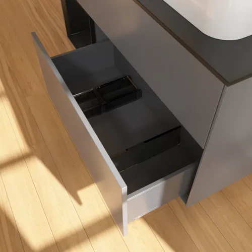 VILLEROY BOCH Toaletní skříňka Finion, s osvětlením, 3 výsuvy, 1200 x 603 x 501 mm, antracitový matný lak / černý matný lak / černé matné sklo #F392PDGK, obrázek 7