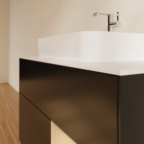 VILLEROY BOCH Toaletní skříňka Finion, s osvětlením, 2 výsuvy, 1000 x 603 x 501 mm, černý matný lak / dubová dýha / sklo bílé matné #F371PCPD, obrázek 6