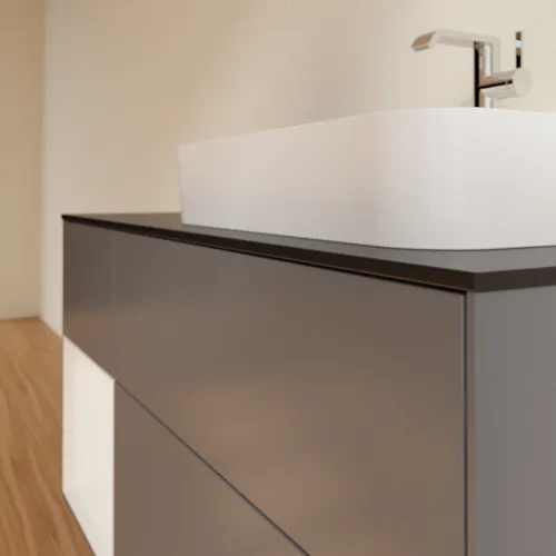 VILLEROY BOCH Toaletní skříňka Finion, s osvětlením, 3 výsuvy, 1200 x 603 x 501 mm, antracitový matný lak / lesklý bílý lak / černé matné sklo #F392GFGK, obrázek 6