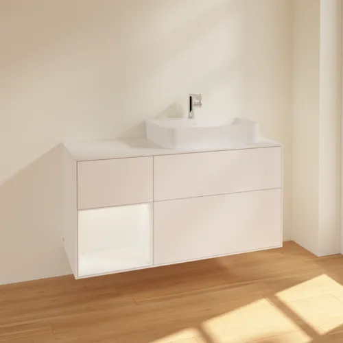VILLEROY BOCH Toaletní skříňka Finion, s osvětlením, 3 výsuvy, 1200 x 603 x 501 mm, bílý matný lak / bílý matný lak / sklo bílé matné #F391MTMT, obrázek 2