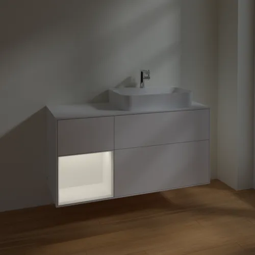 VILLEROY BOCH Toaletní skříňka Finion, s osvětlením, 3 výsuvy, 1200 x 603 x 501 mm, bílý matný lak / bílý matný lak / sklo bílé matné #F391MTMT, obrázek 5