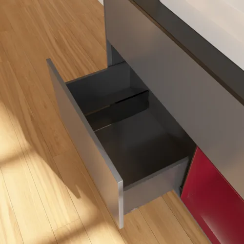 VILLEROY BOCH Toaletní skříňka Finion, s osvětlením, 2 výsuvy, 1000 x 603 x 501 mm, antracitový matný lak / pivoňkový matný lak / černé matné sklo #F372HBGK, obrázek 7