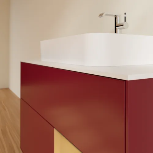 VILLEROY BOCH Toaletní skříňka Finion, s osvětlením, 2 výsuvy, 1000 x 603 x 501 mm, Peony Matt Lacquer / Gold Matt Lacquer / Glass White Matt #F371HFHB, obrázek 6