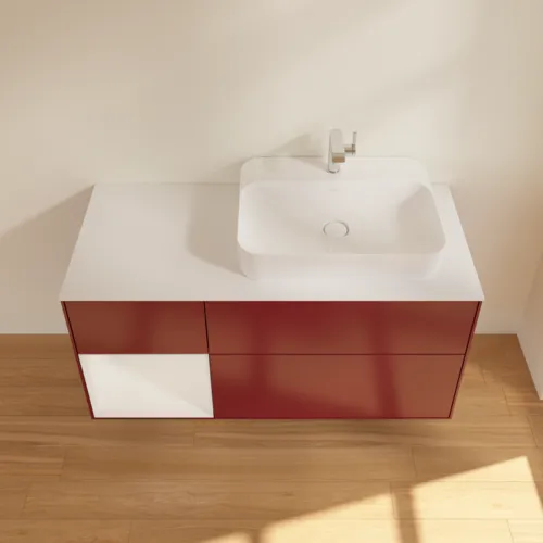 VILLEROY BOCH Toaletní skříňka Finion, s osvětlením, 3 výsuvy, 1200 x 603 x 501 mm, matný lak Peony / lesklý bílý lak / matné bílé sklo #F391GFHB, obrázek 4