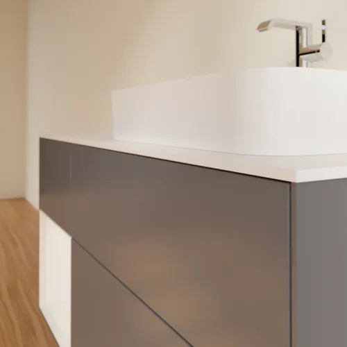 VILLEROY BOCH Toaletní skříňka Finion, s osvětlením, 3 výsuvy, 1200 x 603 x 501 mm, antracit matný lak / lesklý bílý lak / sklo bílé matné #F391GFGK, obrázek 6