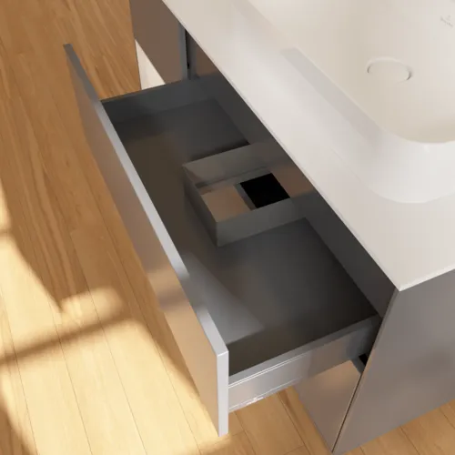 VILLEROY BOCH Toaletní skříňka Finion, s osvětlením, 3 výsuvy, 1200 x 603 x 501 mm, antracit matný lak / lesklý bílý lak / sklo bílé matné #F391GFGK, obrázek 8