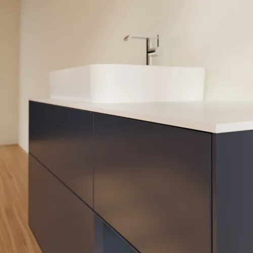 VILLEROY BOCH Toaletní skříňka Finion, s osvětlením, 3 výsuvy, 1200 x 603 x 501 mm, Midnight Blue Matt Lacquer / Midnight Blue Matt Lacquer / Glass White Matt #F401HGHG, obrázek 6