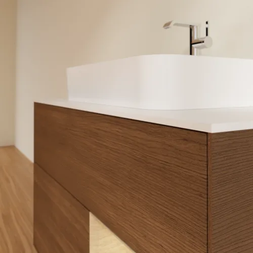 VILLEROY BOCH Umyvadlová skříňka Finion, s osvětlením, 2 výsuvy, 1000 x 603 x 501 mm, ořechová dýha / dubová dýha / sklo bílé matné #F371PCGN, obrázek 6