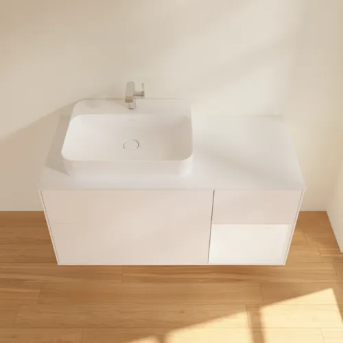 VILLEROY BOCH Toaletní skříňka Finion, s osvětlením, 3 výsuvy, 1200 x 603 x 501 mm, bílý matný lak / bílý matný lak / sklo bílé matné #F401MTMT, obrázek 4