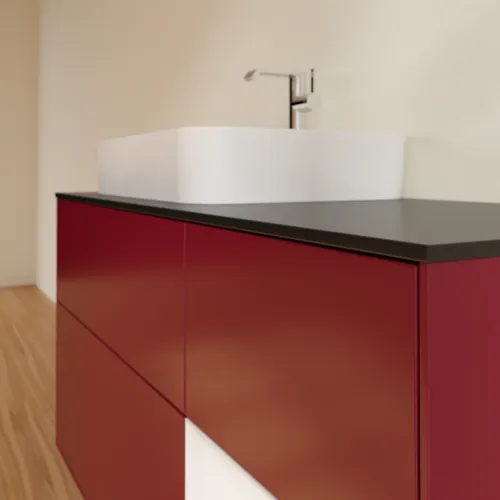 VILLEROY BOCH Toaletní skříňka Finion, s osvětlením, 3 výsuvy, 1200 x 603 x 501 mm, matný lak Peony / lesklý bílý lak / černé matné sklo #F402GFHB, obrázek 6